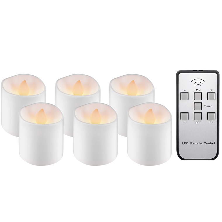 Set van 6 LED-theelichtjes / kaarsjes / waxinelichtjes oplaadbaar