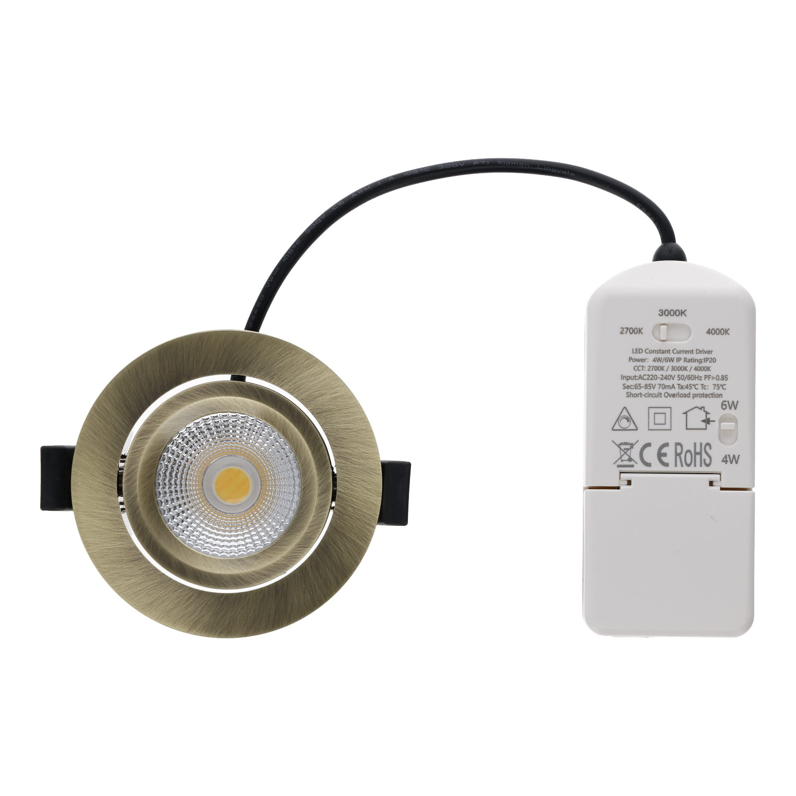 LED INBOUWSPOT | VARDA | SLIM-FIT | 4W/6W | DIM | BRONS | CCT-SWITCH