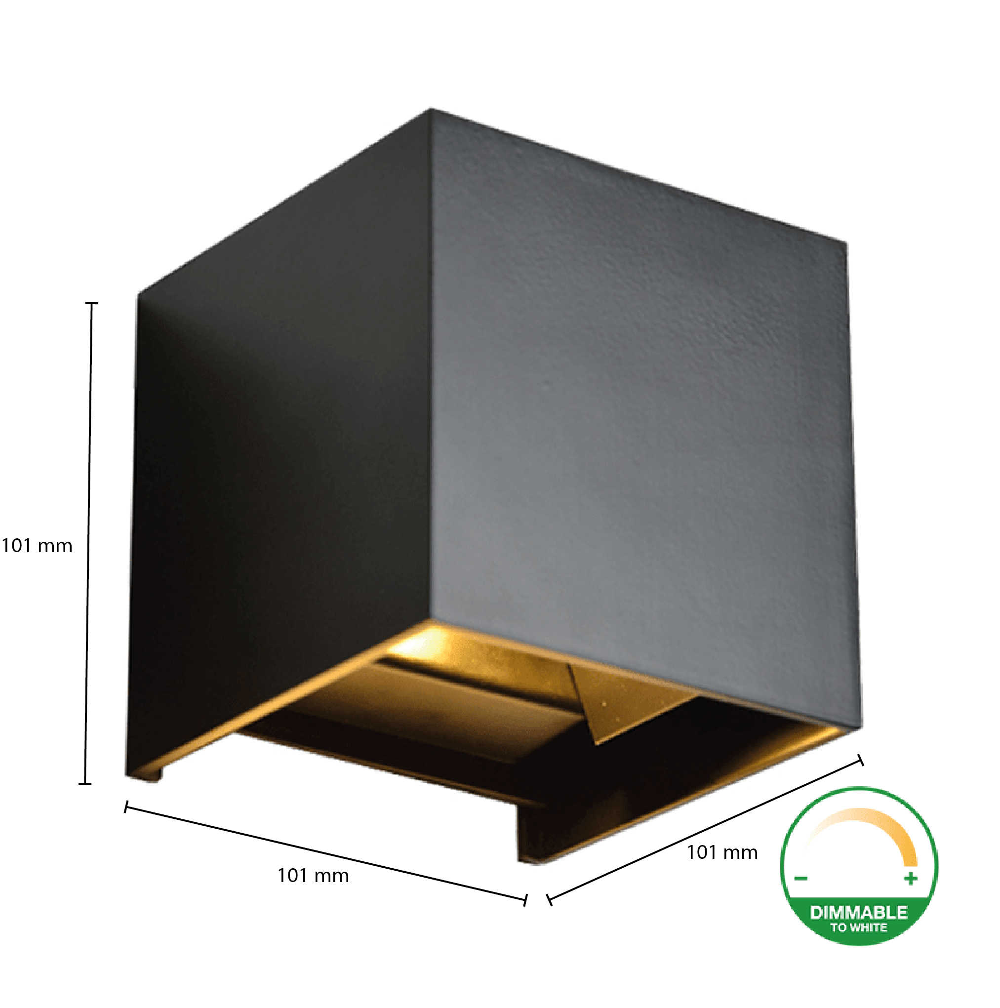 LED CUBE | THEBE | 2x3W | DIM TO WARM | ZWART UP/DOWNLIGHT