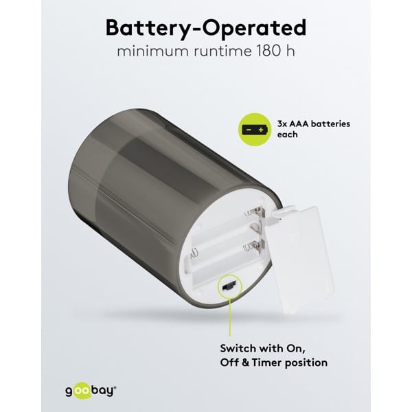 3-delige set LED-kaarsen van echte kaarsvet in glas, grijs-transparant