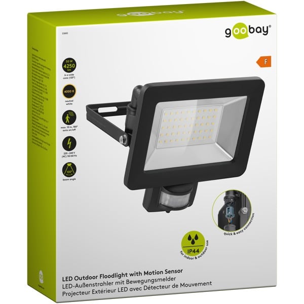 LED-buitenschijnwerper, 50 W, met bewegingsmelder zwart