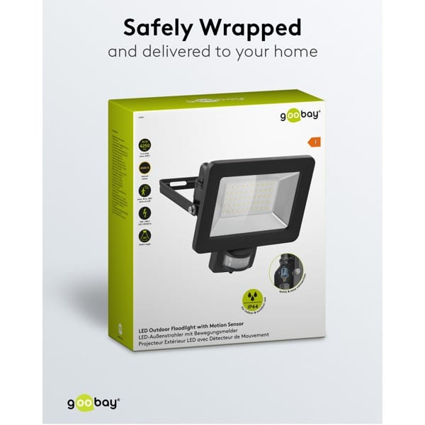 LED-buitenschijnwerper, 50 W, met bewegingsmelder zwart
