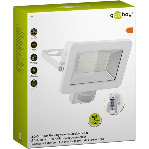 LED-buitenschijnwerper, 50 W, met bewegingsmelder wit