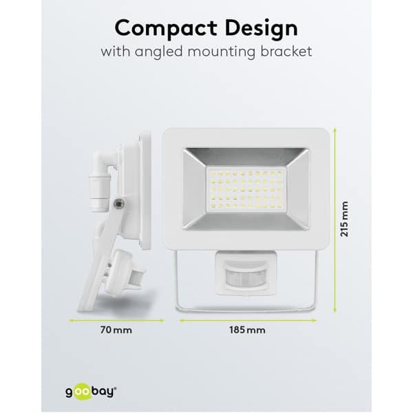 LED-buitenschijnwerper, 50 W, met bewegingsmelder wit