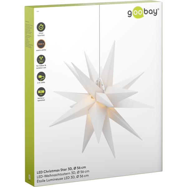 LED kerstster 3D, Ø 56 cm, op batterijen