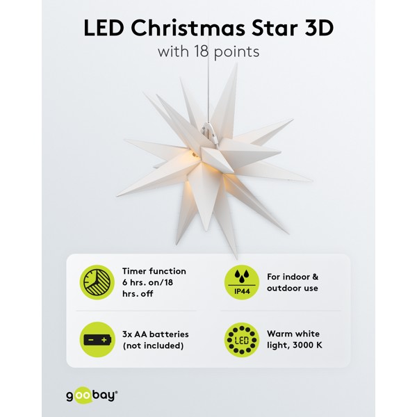LED kerstster 3D, Ø 56 cm, op batterijen