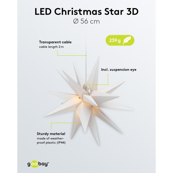 LED kerstster 3D, Ø 56 cm, op batterijen