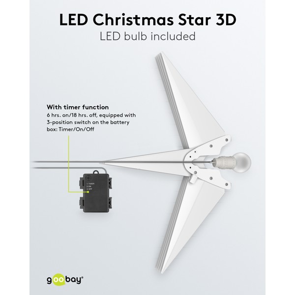 LED kerstster 3D, Ø 56 cm, op batterijen